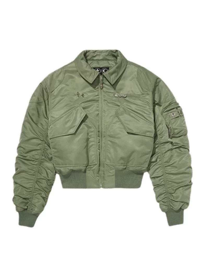 Star and moon rivets short jacket padded flight jacket bomber