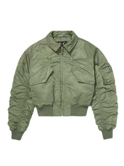 Star and moon rivets short jacket padded flight jacket bomber