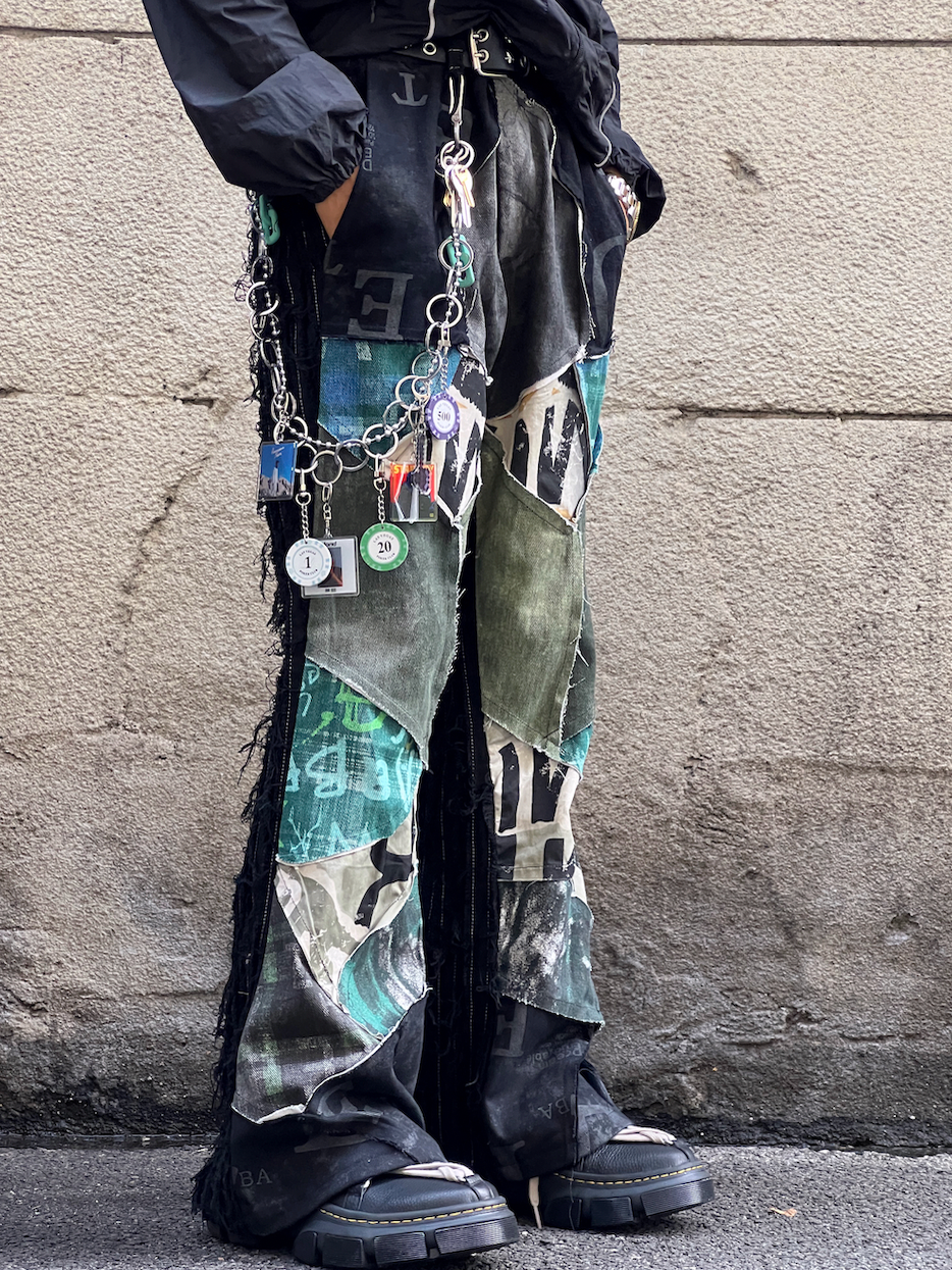 Green Bootcut Patch Jeans