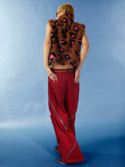 Punk Leopard Print Fur Vest