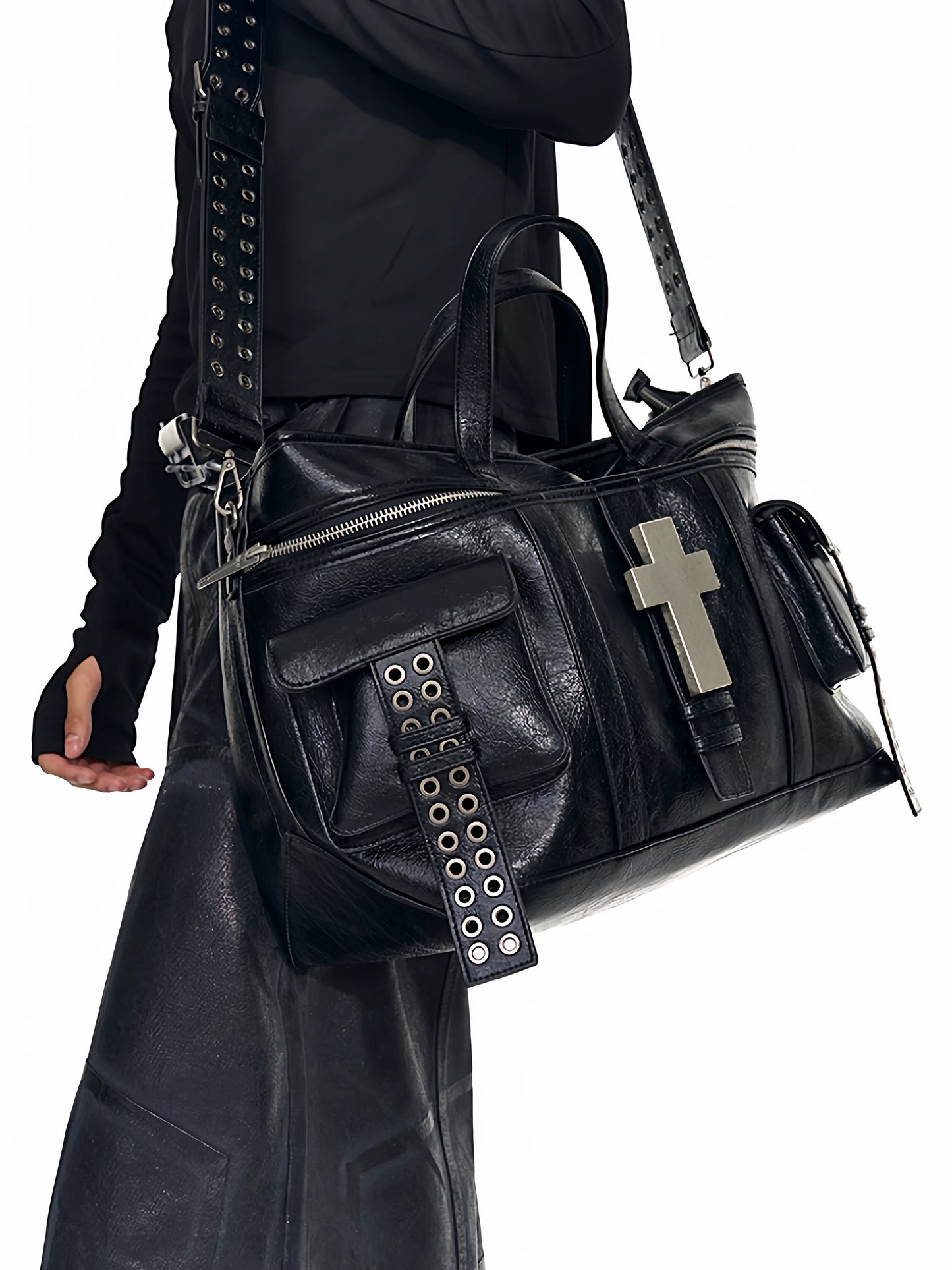 REBEL WAVE25FW"╋" cross burst leather tote bag shoulder bag tote bag crossbody bag