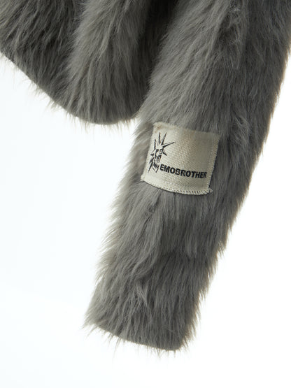 Hooded Faux-Mink Knitted Sweater