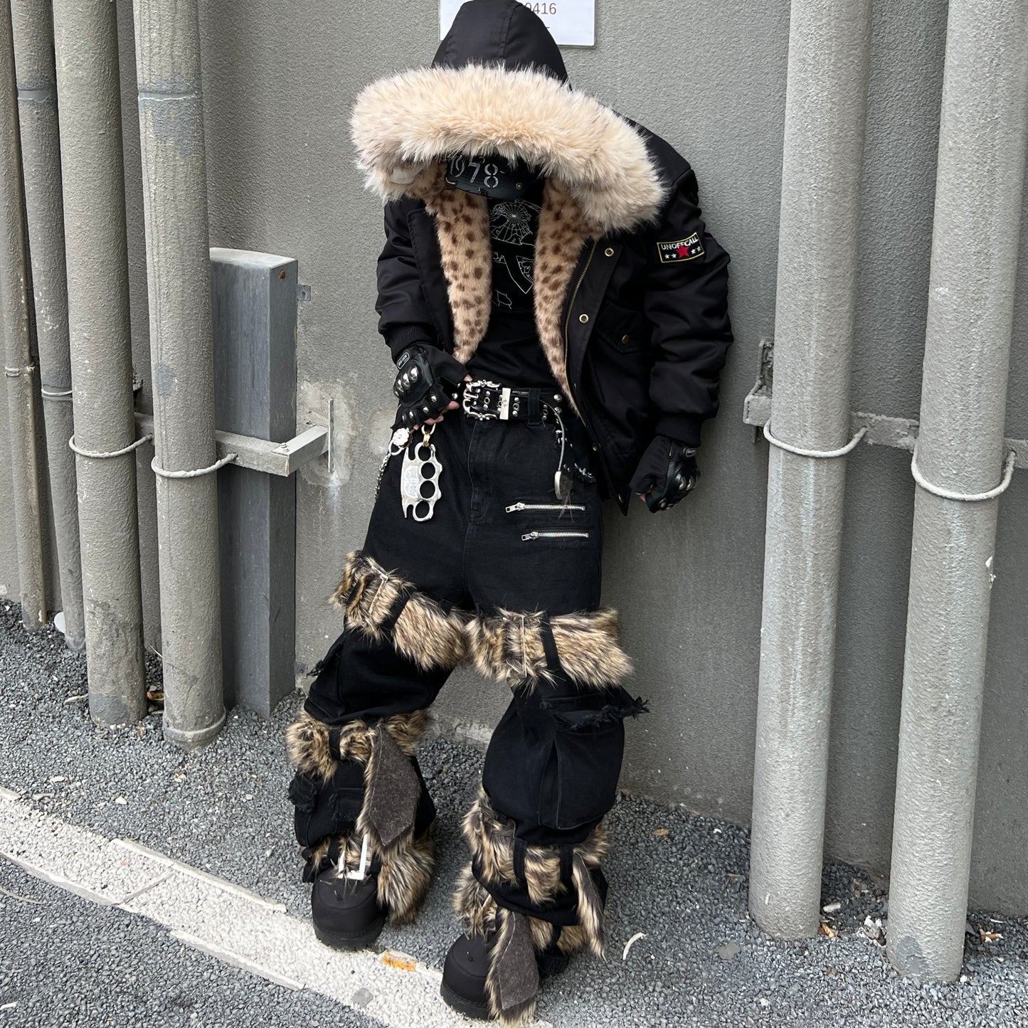 Detachable Strap Wide-leg Denim Pants