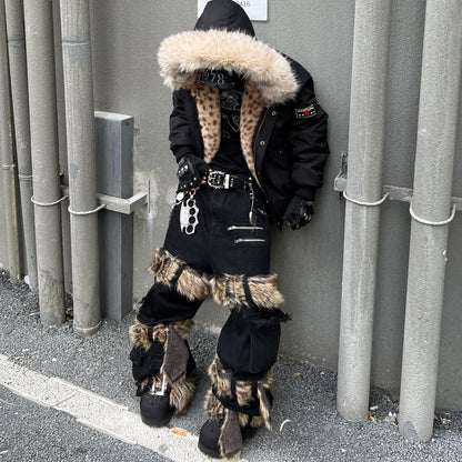 Detachable Strap Wide-leg Denim Pants