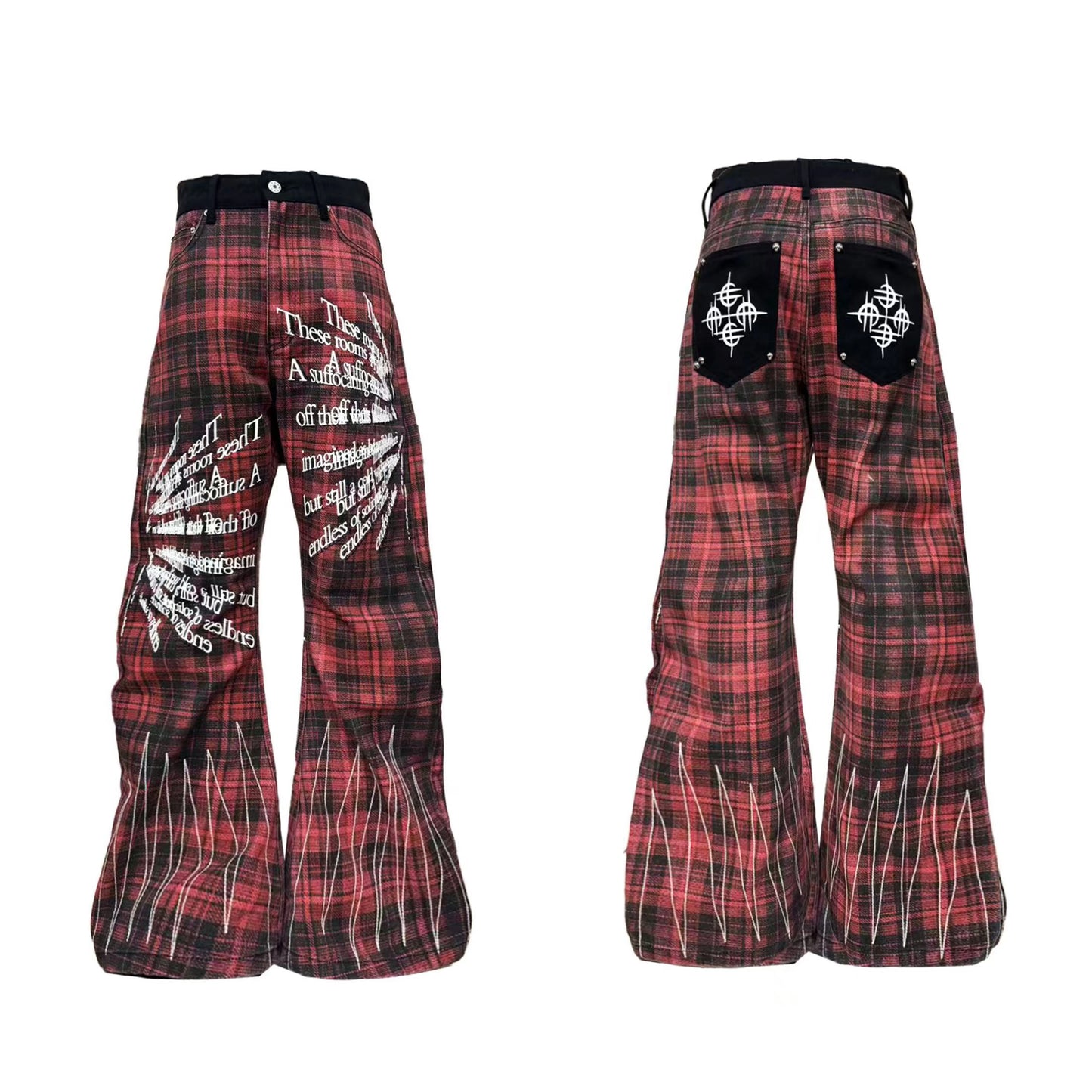 Red Plaid Punk Jeans