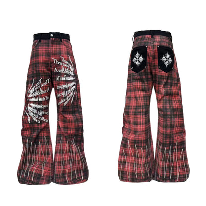 Red Plaid Punk Jeans