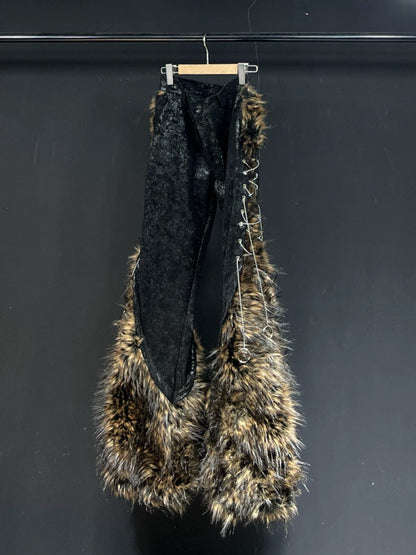 Leopard Chain Leather Pants