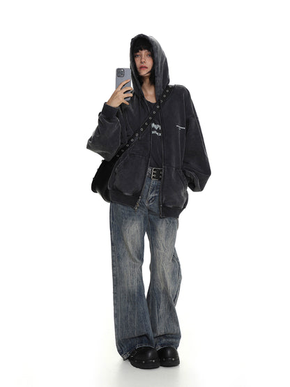 Blur Pattern Zip-Up Hoodie