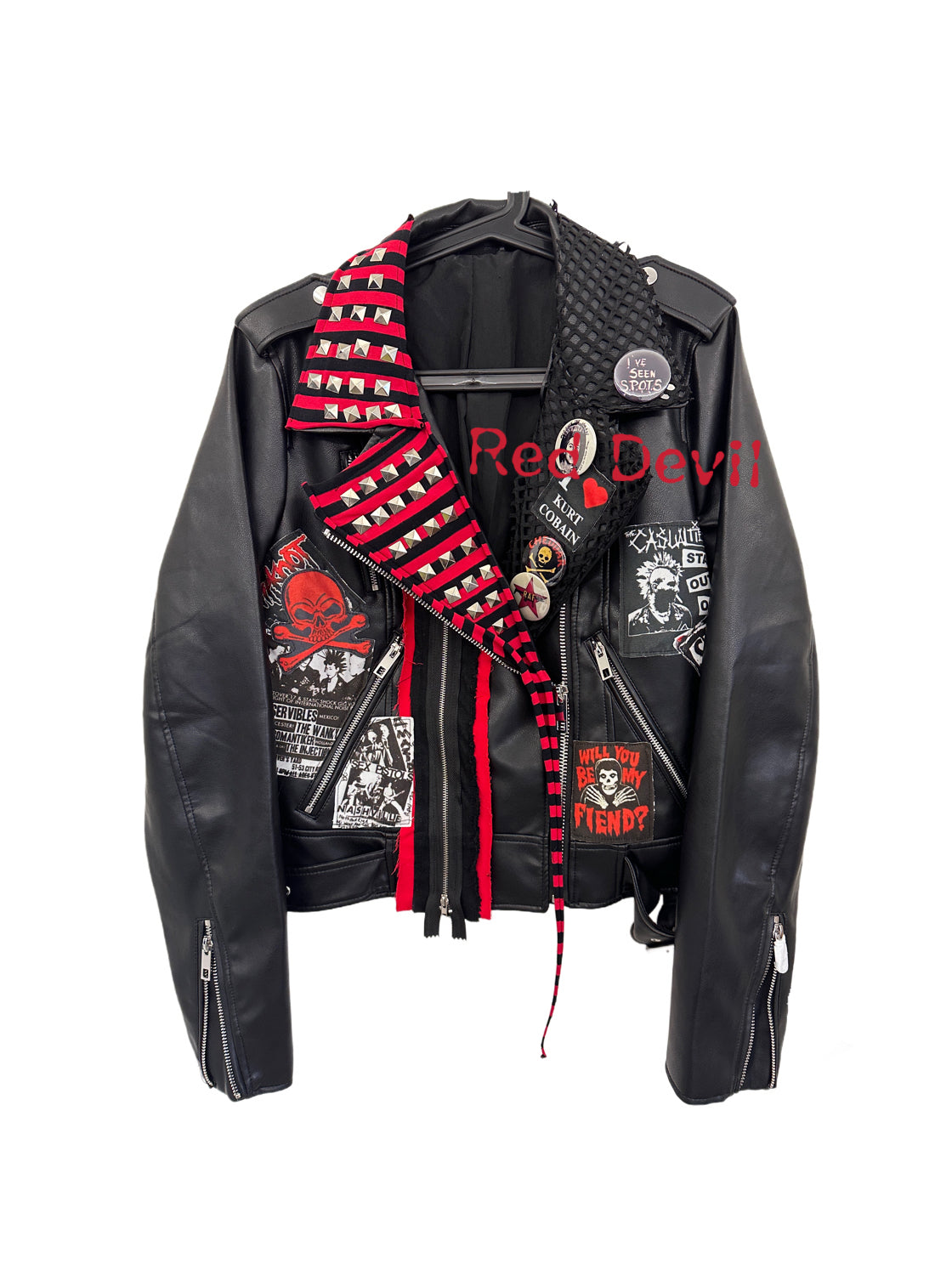 Punk Biker PU Leather Jacket (Black/Red)