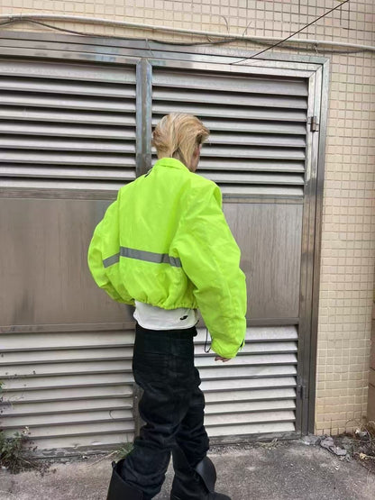 Fluorescent Green Reflective Cotton Jacket