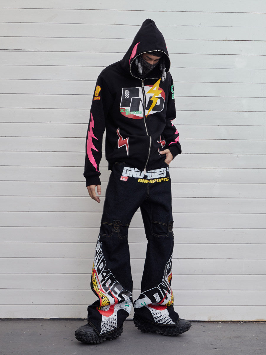 Street Racing Print Double-Zip Hoodie