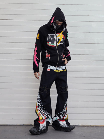 Street Racing Print Double-Zip Hoodie