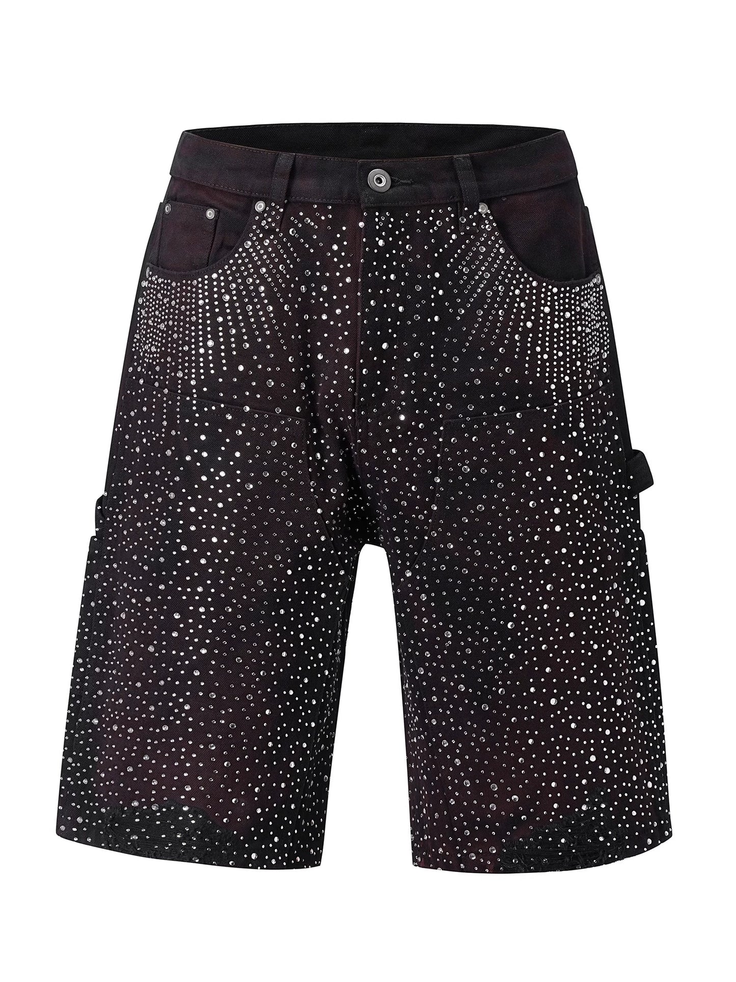 Rhinestone Cropped Denim Shorts