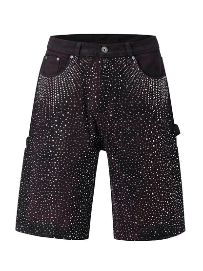 Rhinestone Cropped Denim Shorts