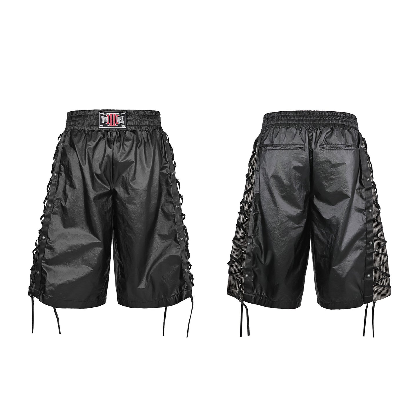 Boxing trousers glossy coated mesh cropped shorts