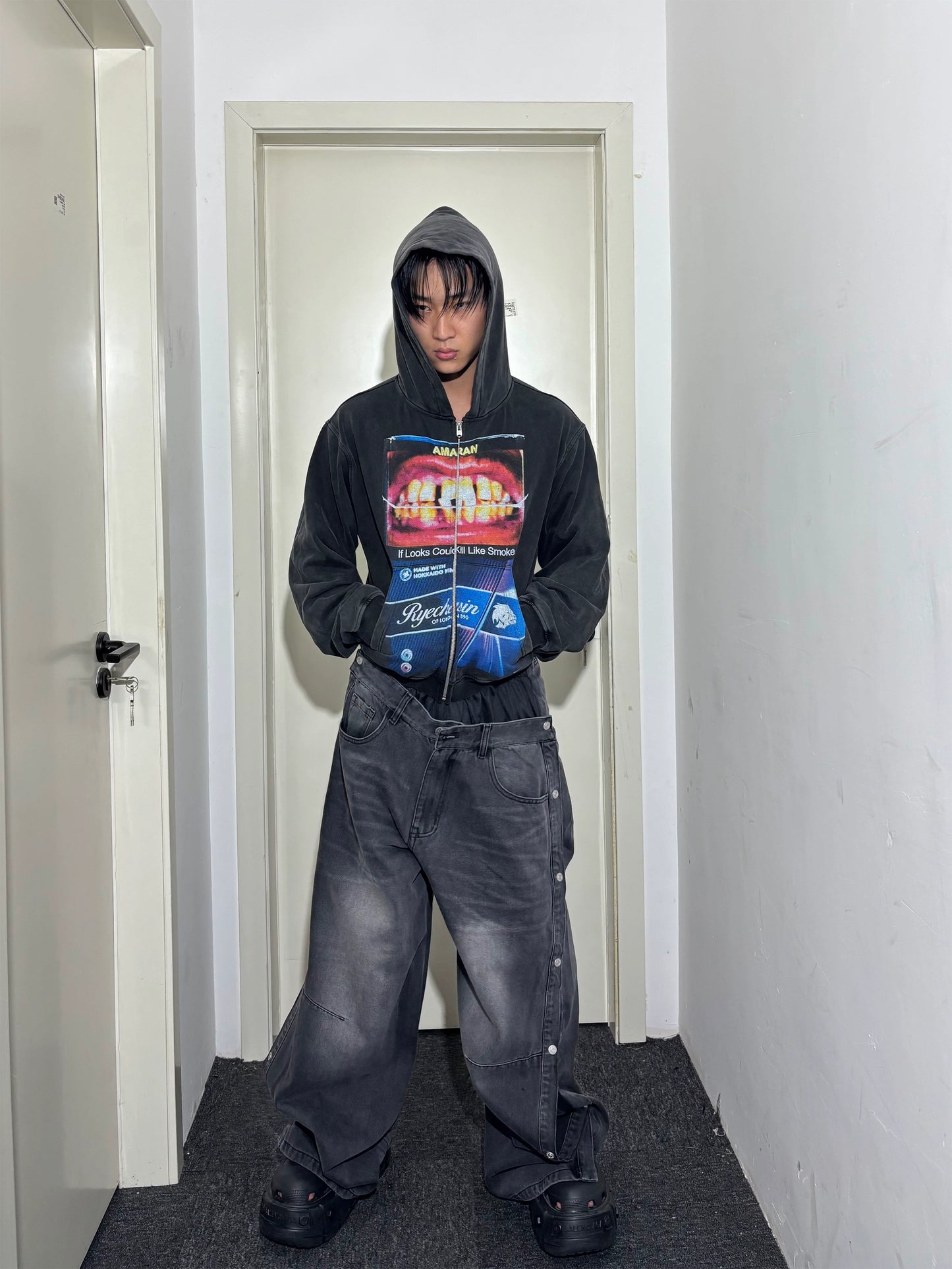 Washed Black Slim Hoodie