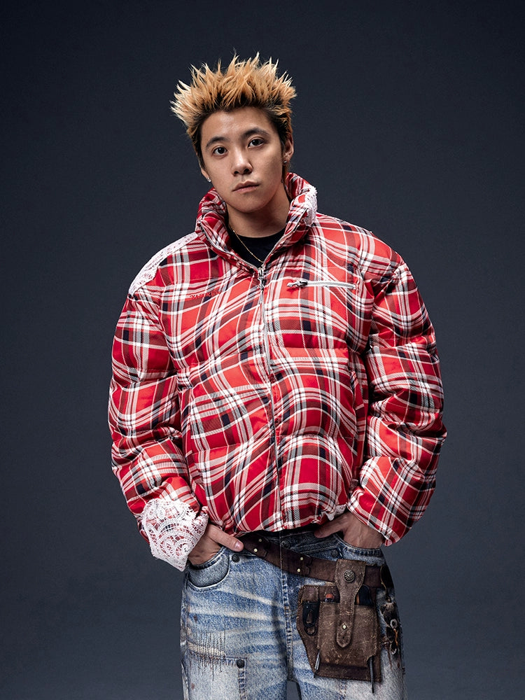 Plaid Stand Collar Dawn Jacket