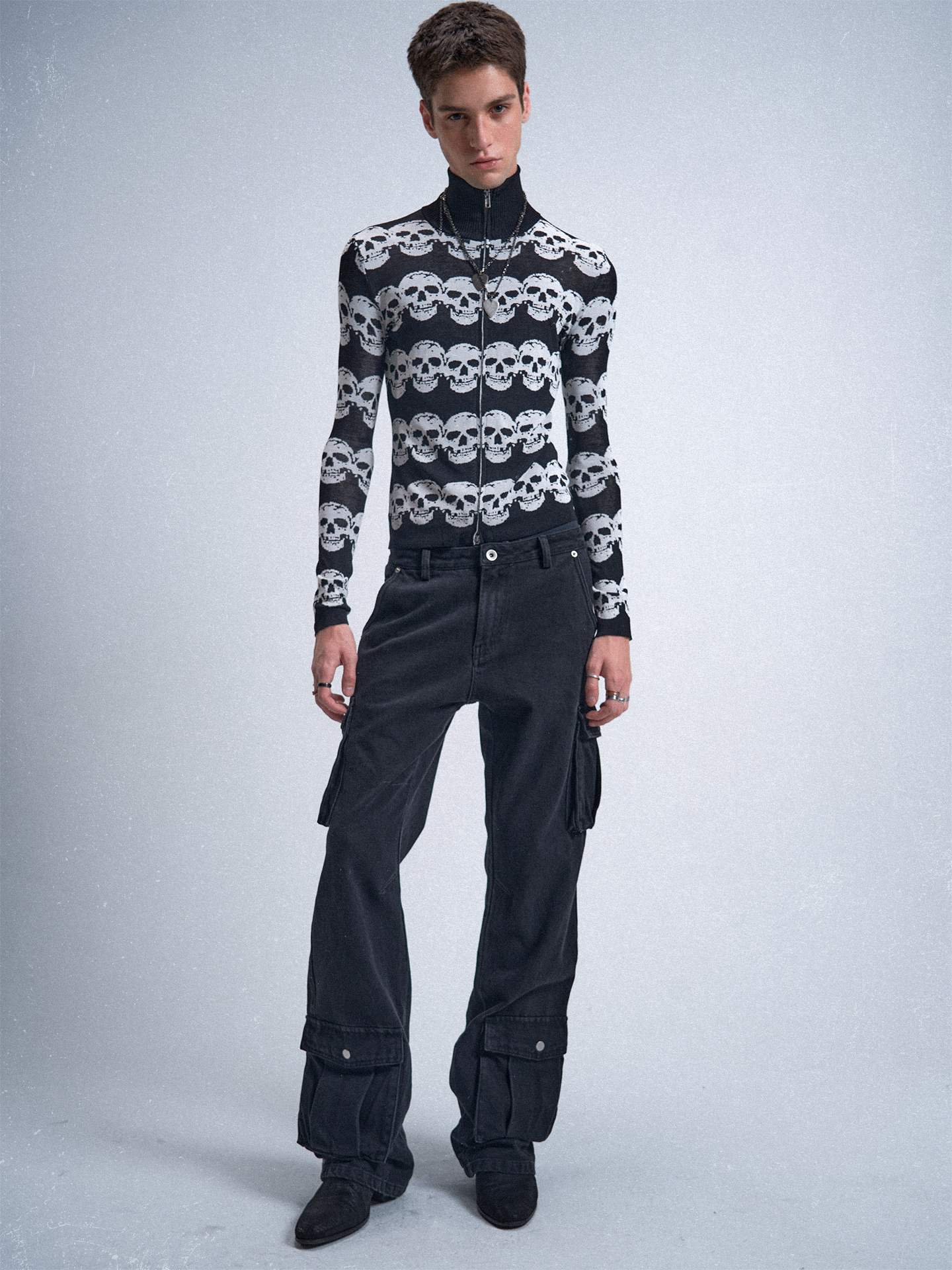 Skull Stripe Jacquard Jacket