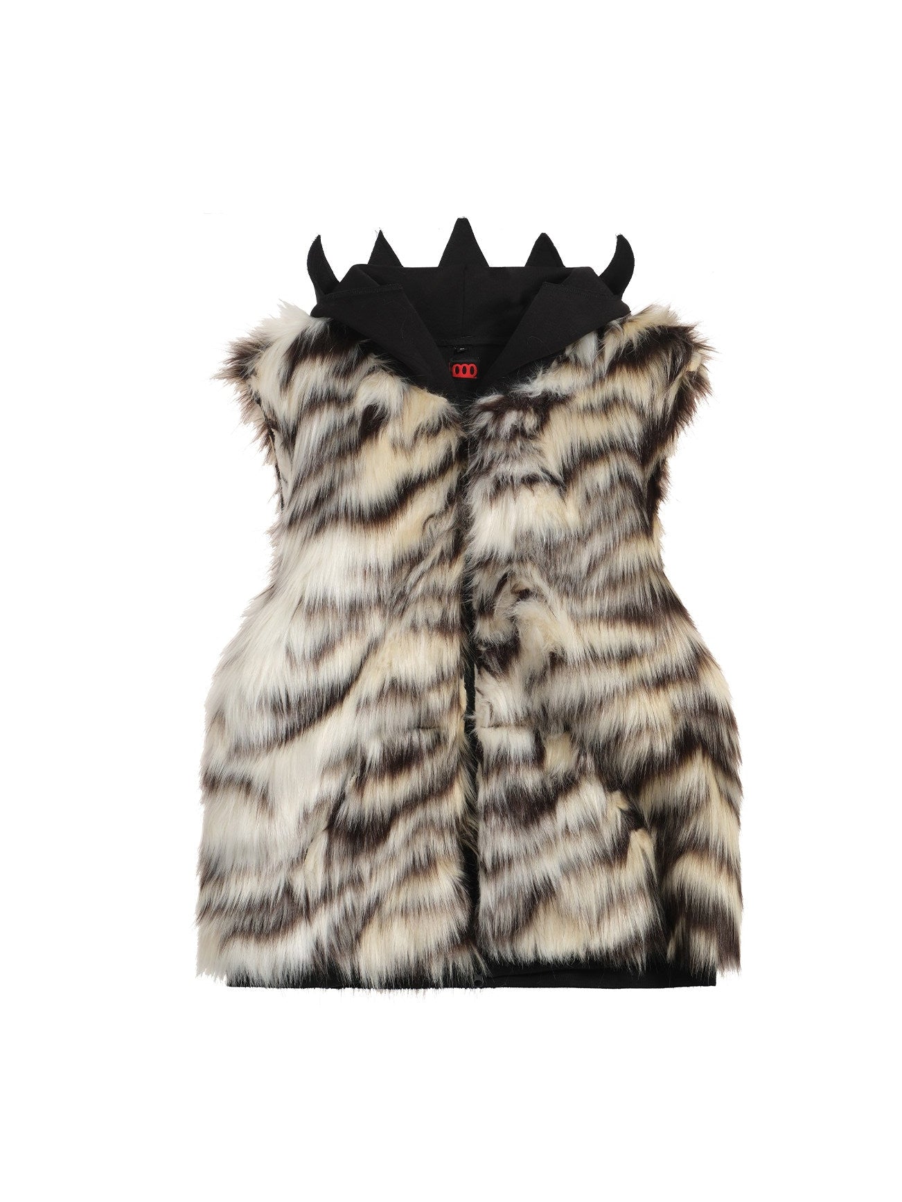 Tiger Stripe Spiked Crown Fur Vest
