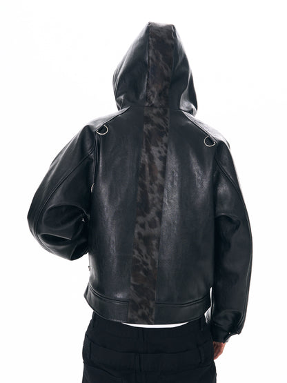 Leopard Panel PU  Fireman Jacket