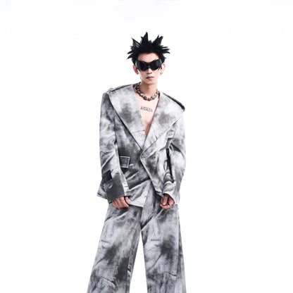 Red Hooded Suit Jacket Men's Autumn Spring Suit