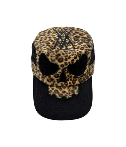 Leopard Skull Embroidery Flat-Top Cap