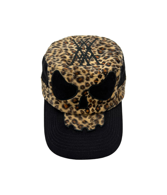 Leopard Skull Embroidery Flat-Top Cap