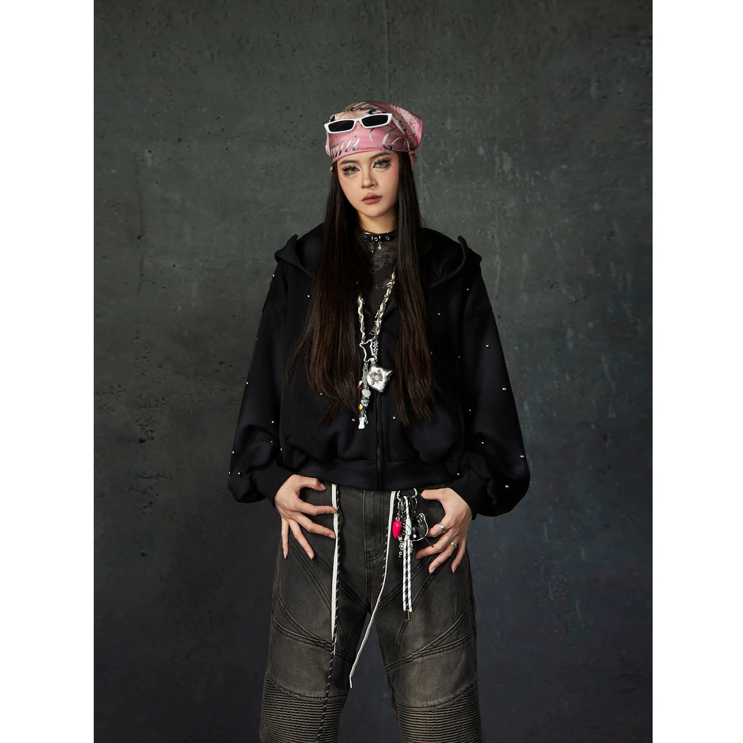 Pearl Spray-Dyed Zip Hoodie