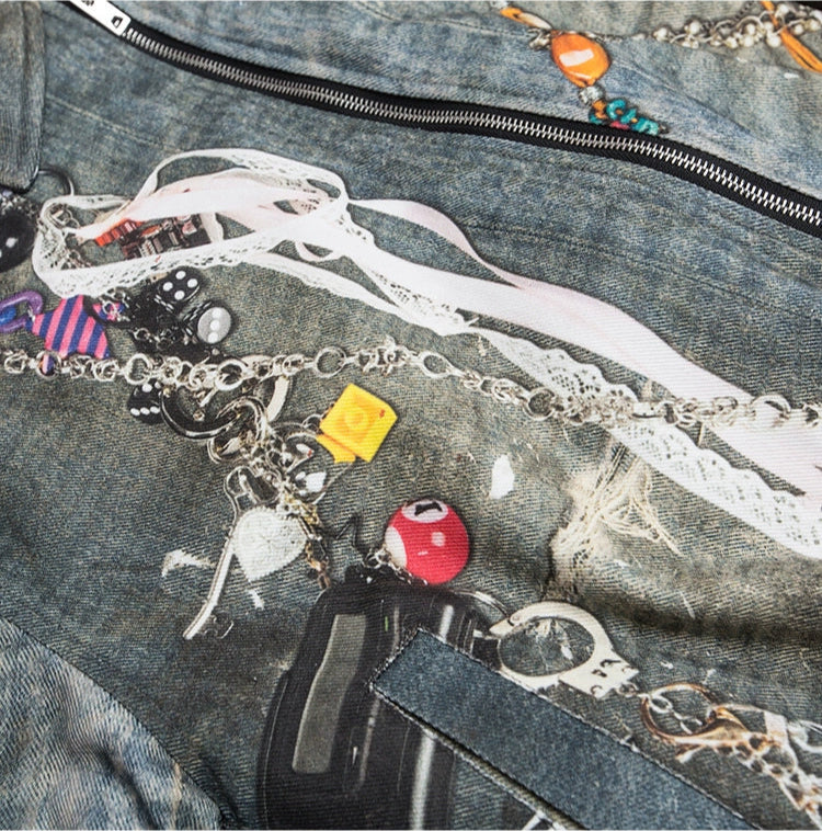 Chain Print Padded Jacket