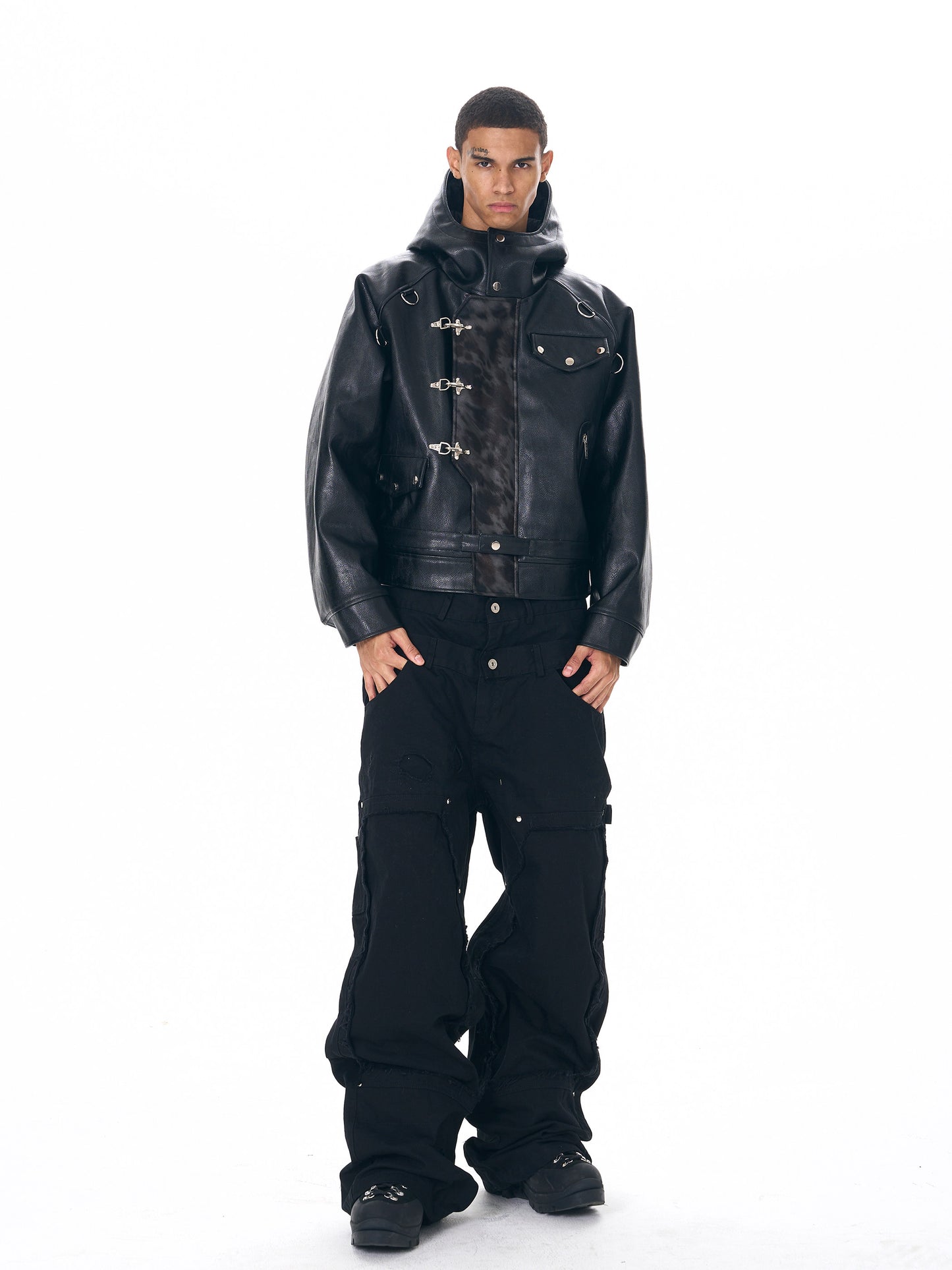 Leopard Panel PU  Fireman Jacket