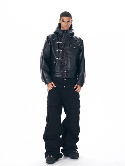 Leopard Panel PU  Fireman Jacket