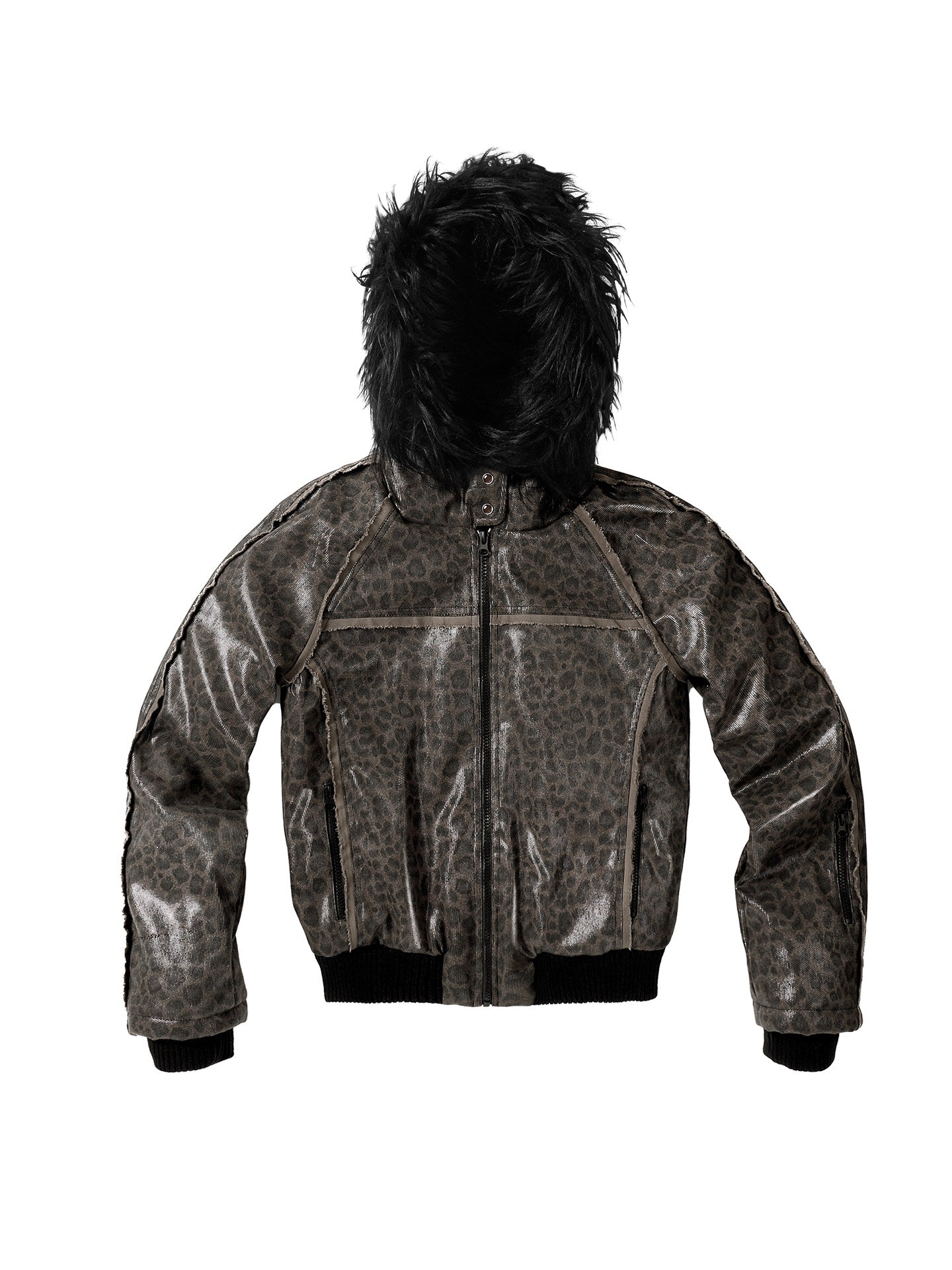 Leopard Sequin Wool Zip Jacket