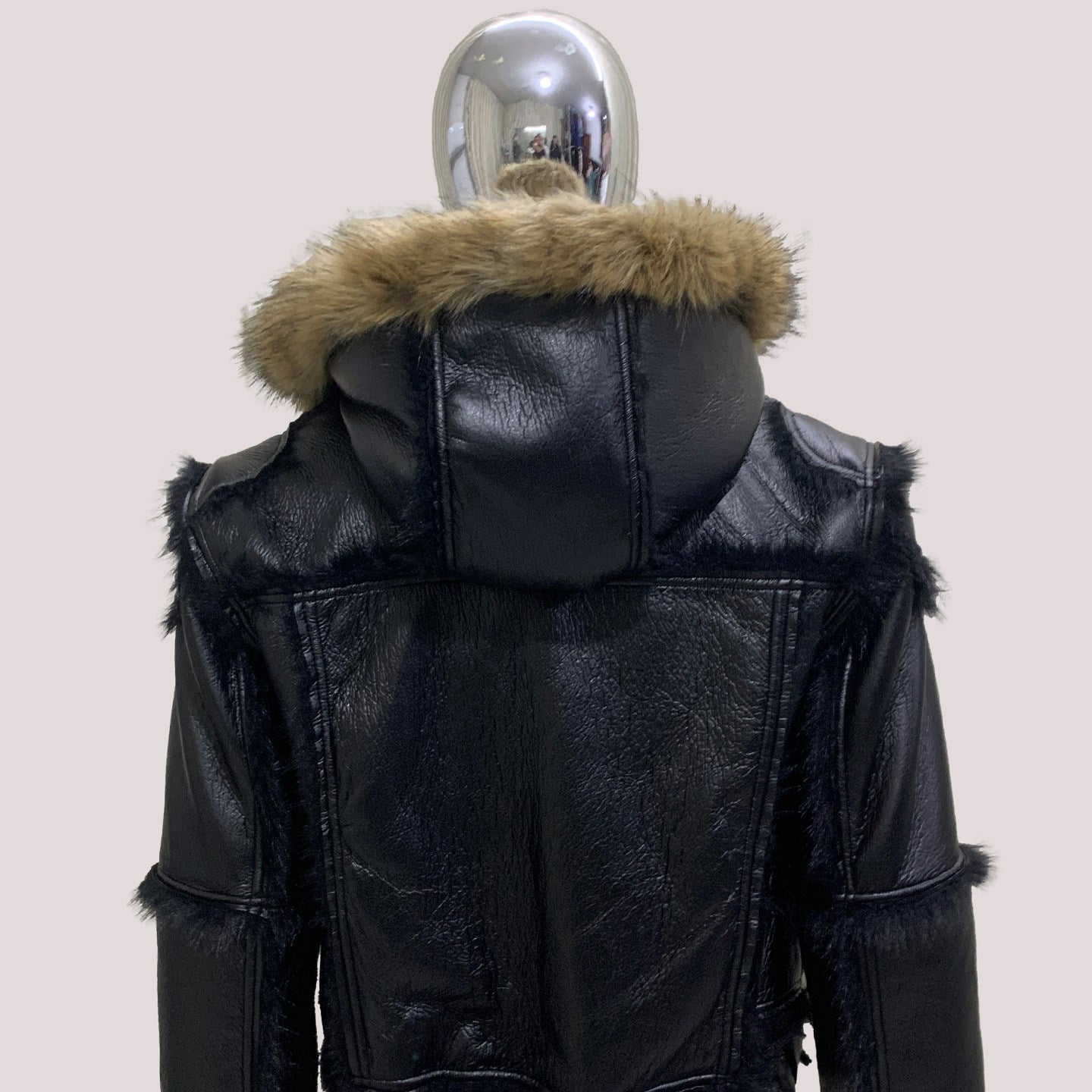 Black Cropped Fur Hooded Jacket