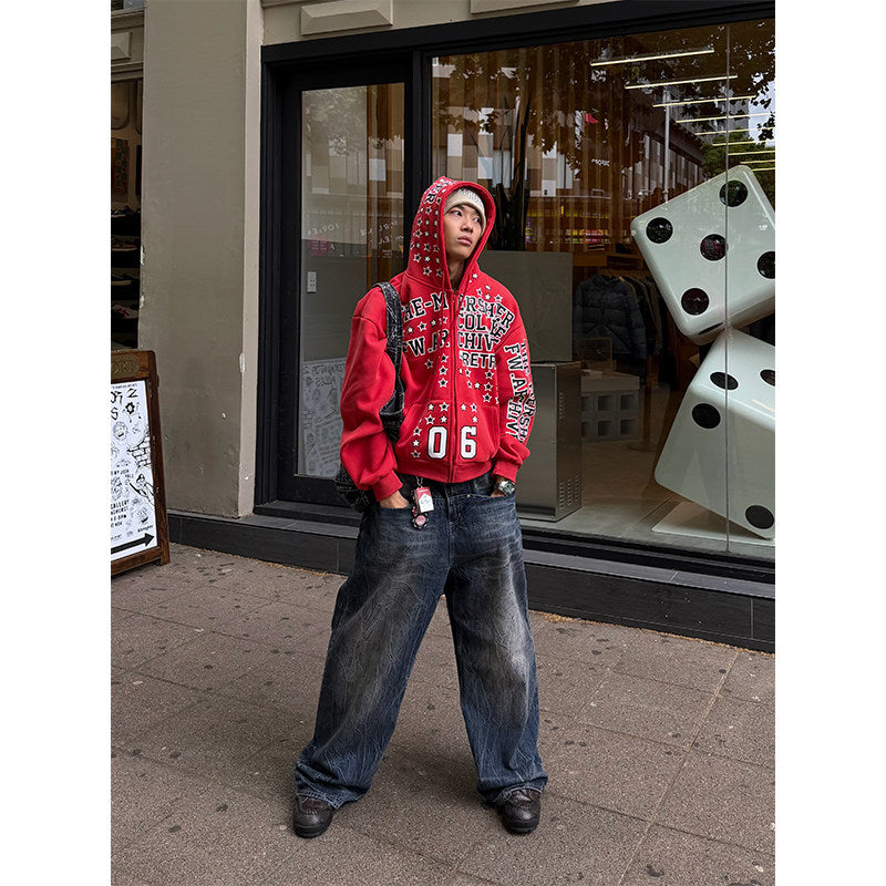 American Star Letter Print Hooded Parker