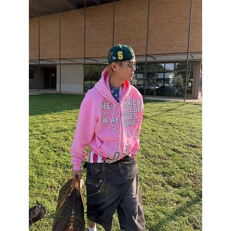 American Star Letter Print Hooded Parker