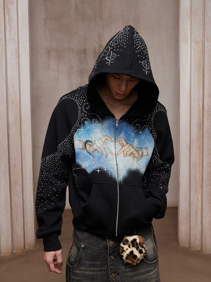 Dream Core Rhinestone Zip Hoodie