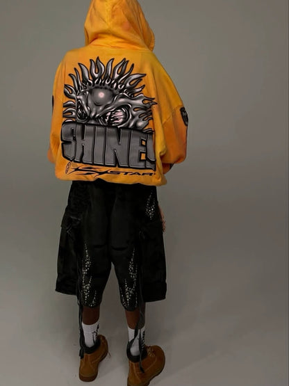 Flame Diamond Denim Shorts