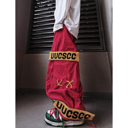 High street casual wide-leg brand loose cargo multi-pocket sweatpants