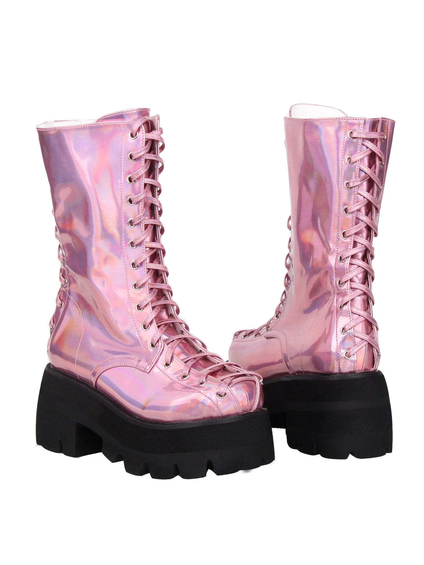 Holographic Punk Platform Mid Boots