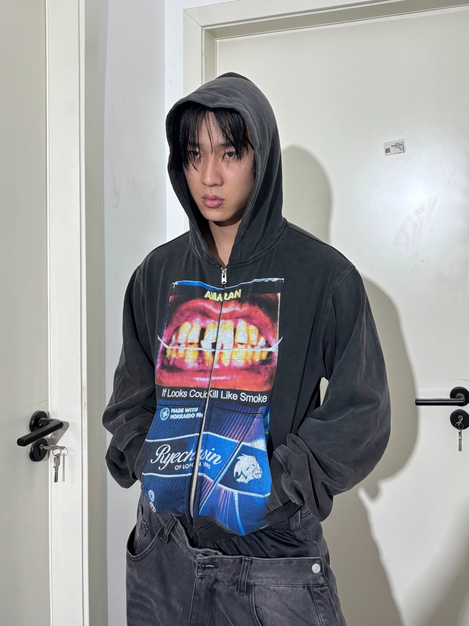 Washed Black Slim Hoodie