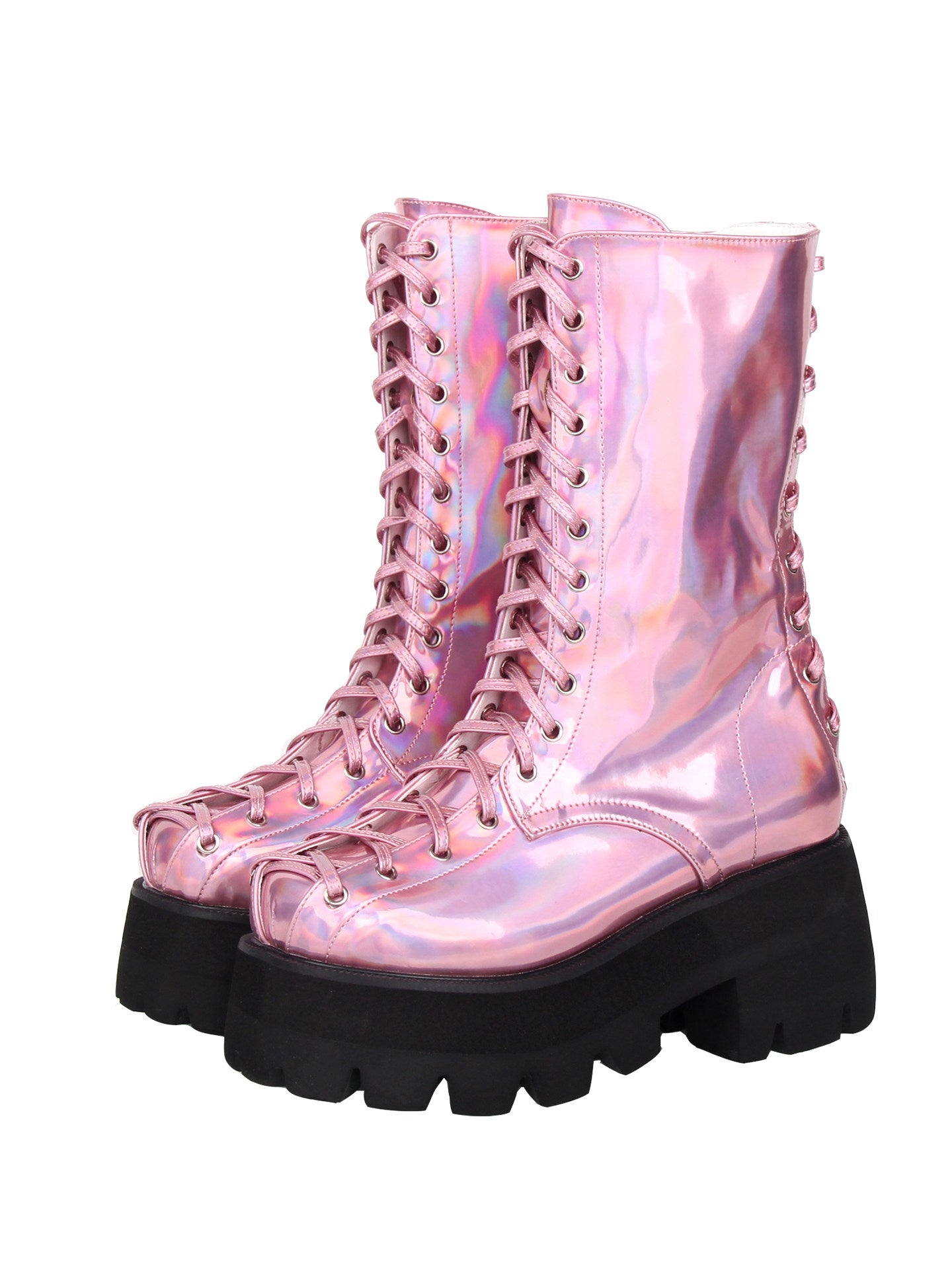 Holographic Punk Platform Mid Boots
