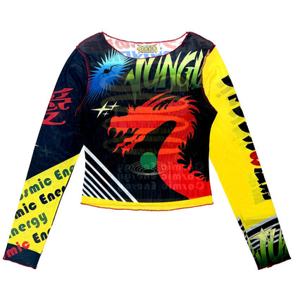 Y2K Print Long Sleeve Sweet Cool Girl Slimming