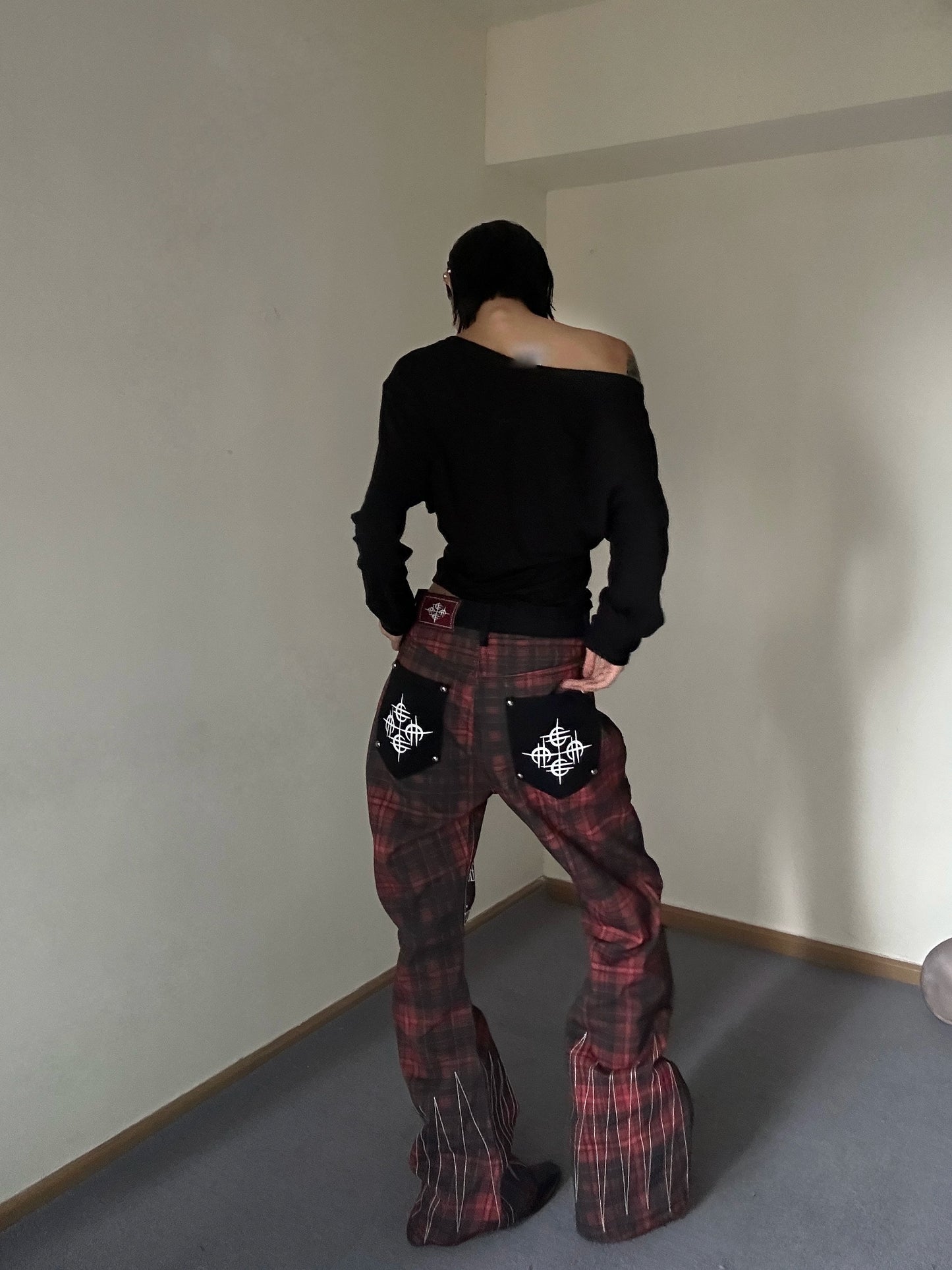Red Plaid Punk Jeans