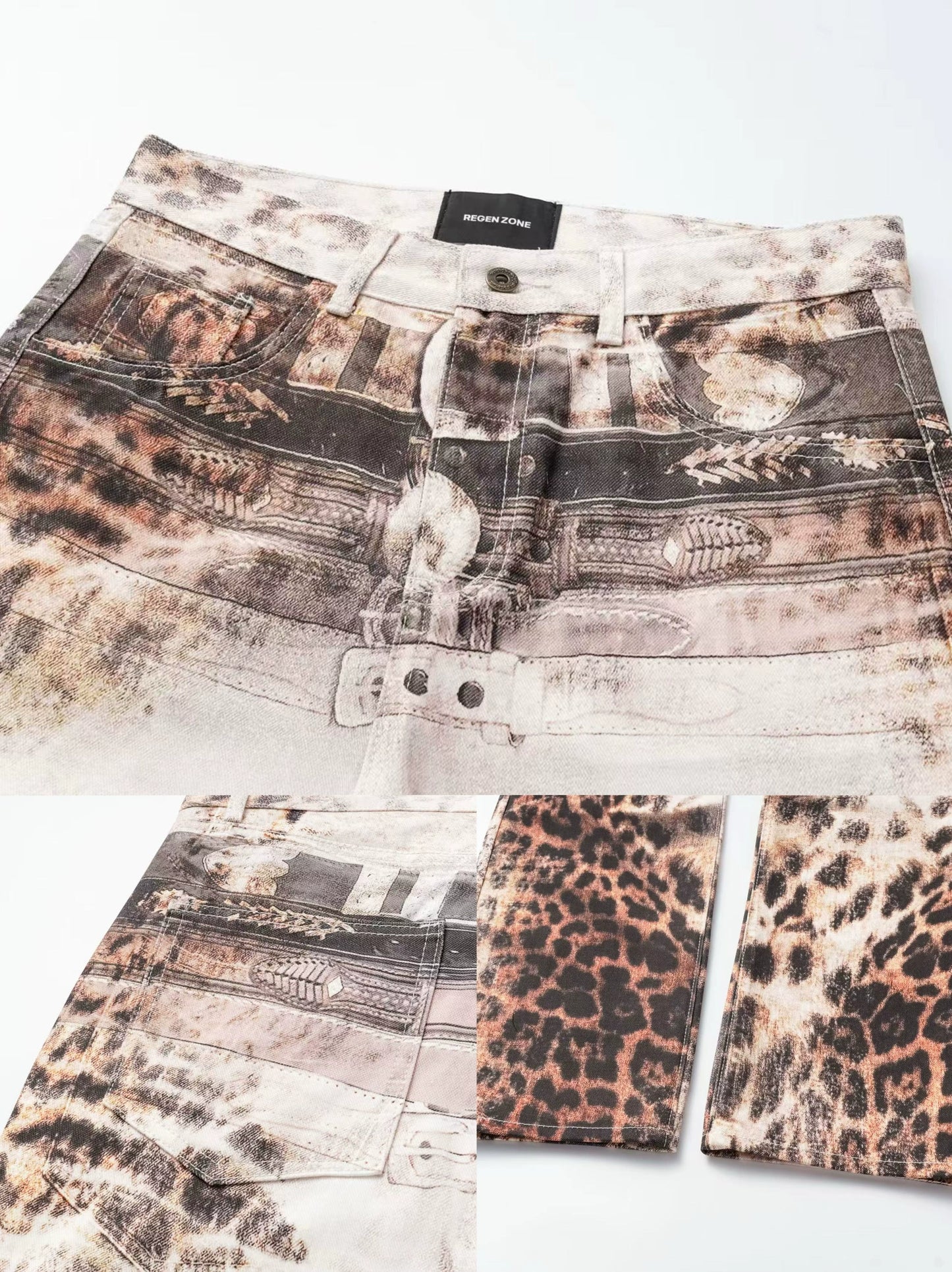 Leopard Gradient Denim Pants
