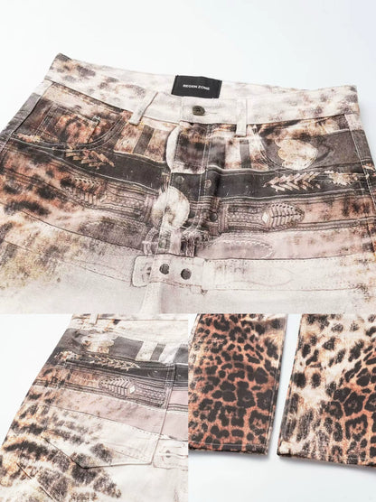 Leopard Gradient Denim Pants