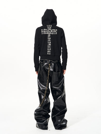 Skull Cross Zip Sweat Hoodie