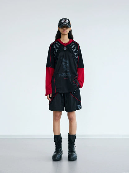 Racing Patchwork Hoodie Jersey