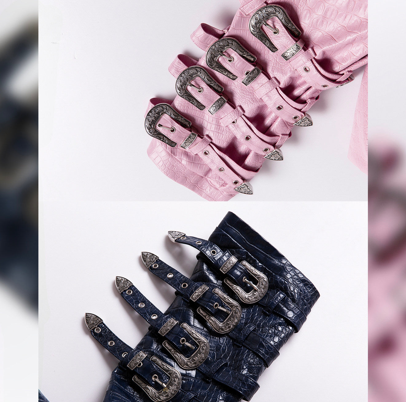 Metal buckle  mid-length leather coat windbreaker jacket