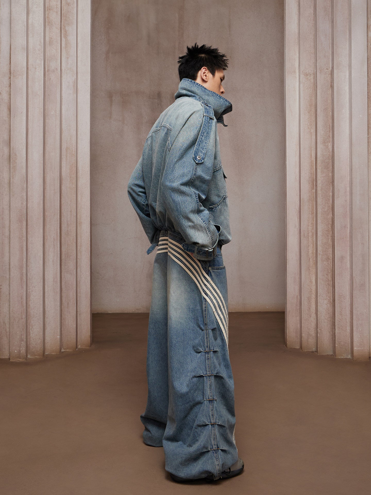 Denim jacket stand-up collar jacket trench coat