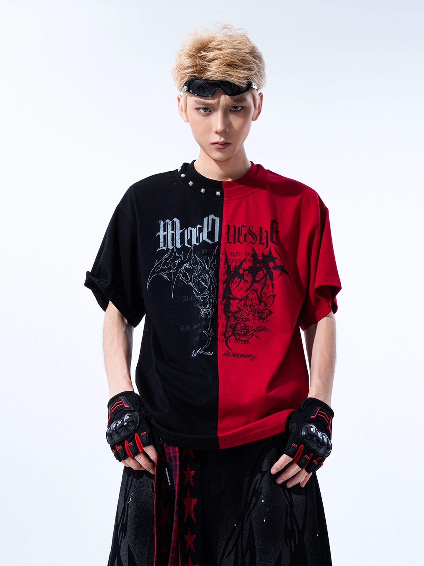 Black Red Contrast T-Shirt